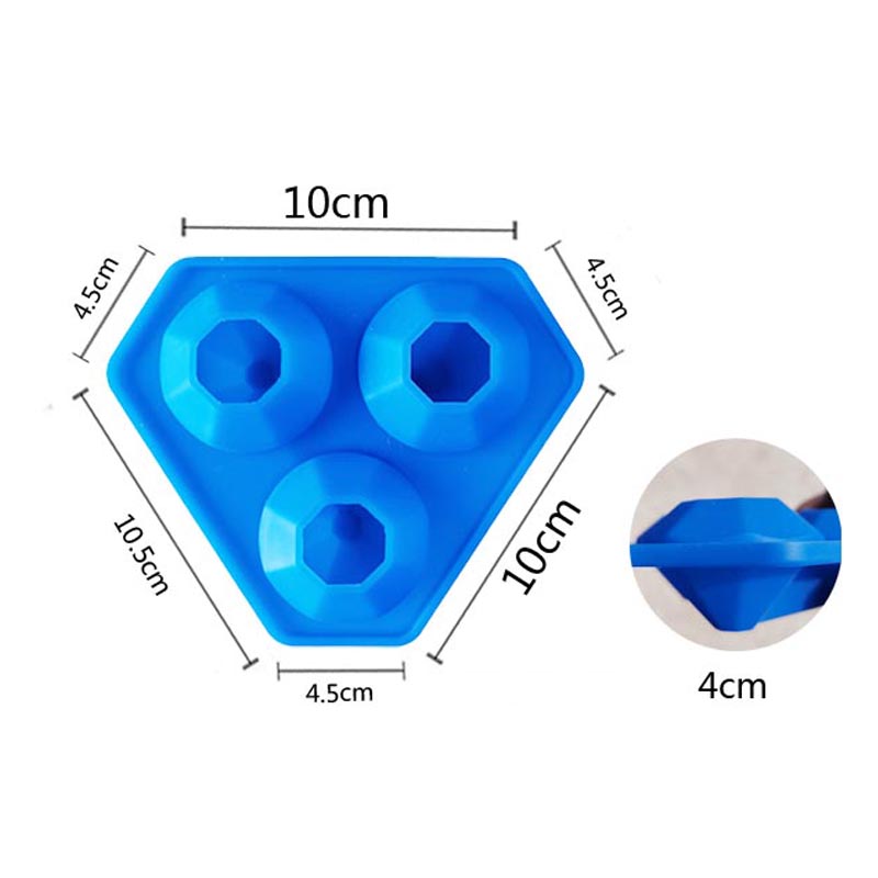 3 holes Siliconen Diamant Ice Tray Diamond Siliconen Mold Trays voor whisky badbommen, snoep, zeep en doe -het -zelf -ambachten, vaatwasser veilig, herbruikbaar